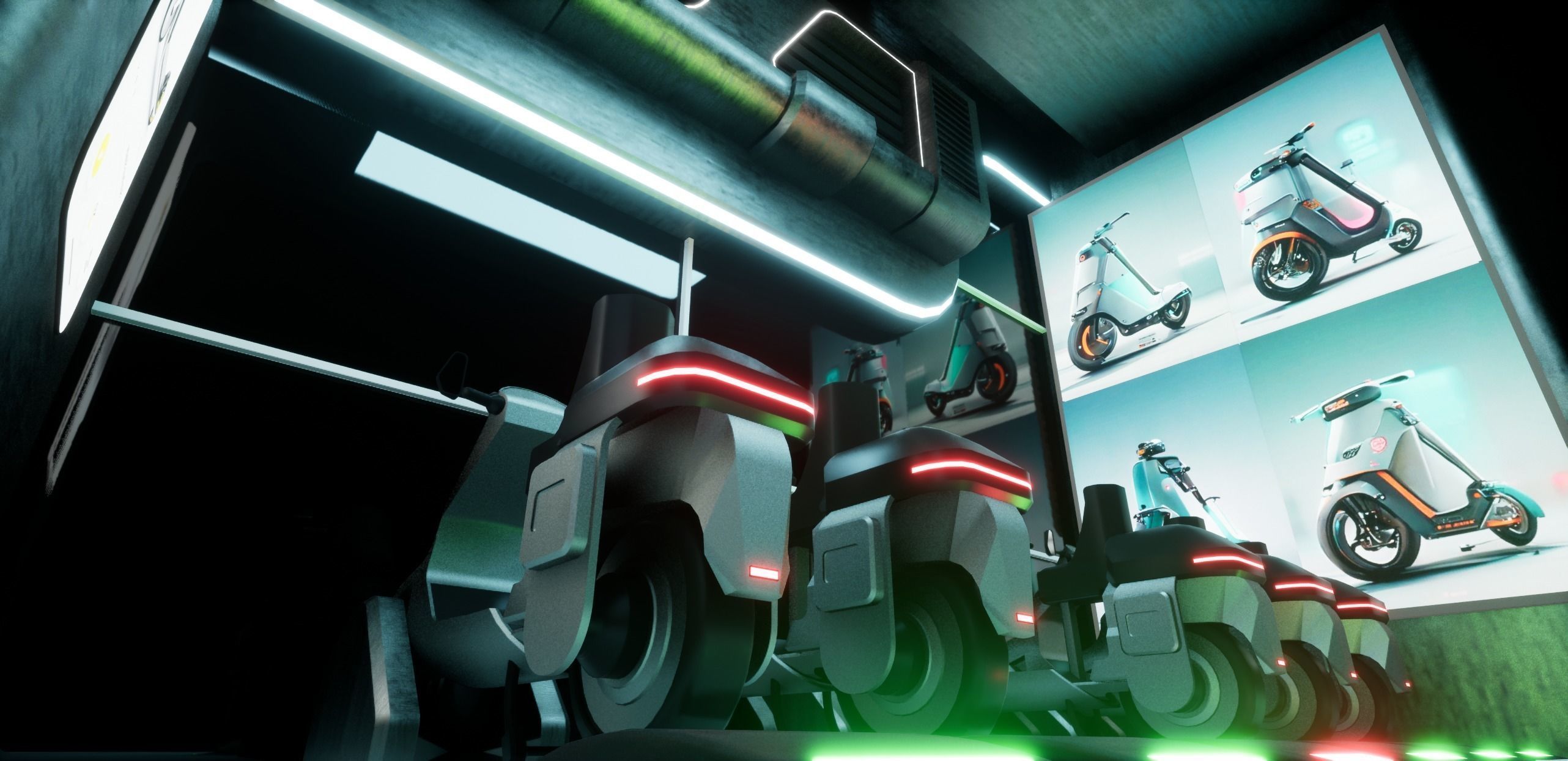 Cyberpunk Electric Scooter Station Low-poly 3D model_14