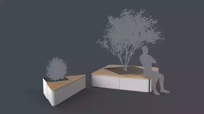 Modern Outdoor Bench 117 PBR Game Ready Low-poly 3D model