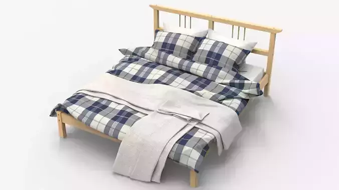 Double Bed Pine Wood