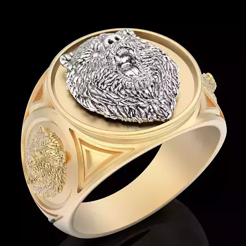 Bear ring silver gold printable jewelry 3D model