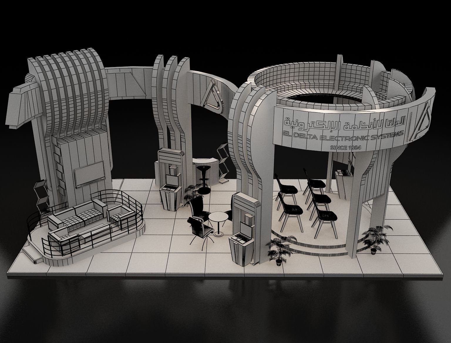 Booth Exhibition Stand a308 3D model_9