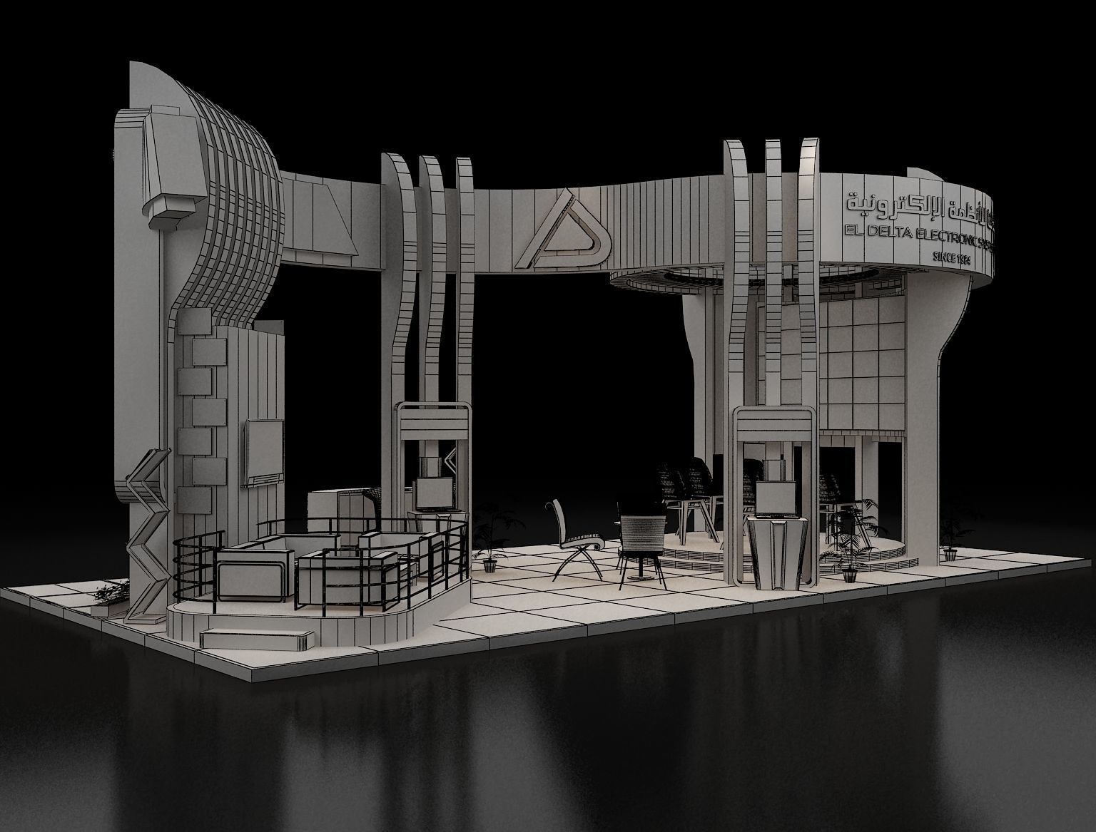 Booth Exhibition Stand a308 3D model_7