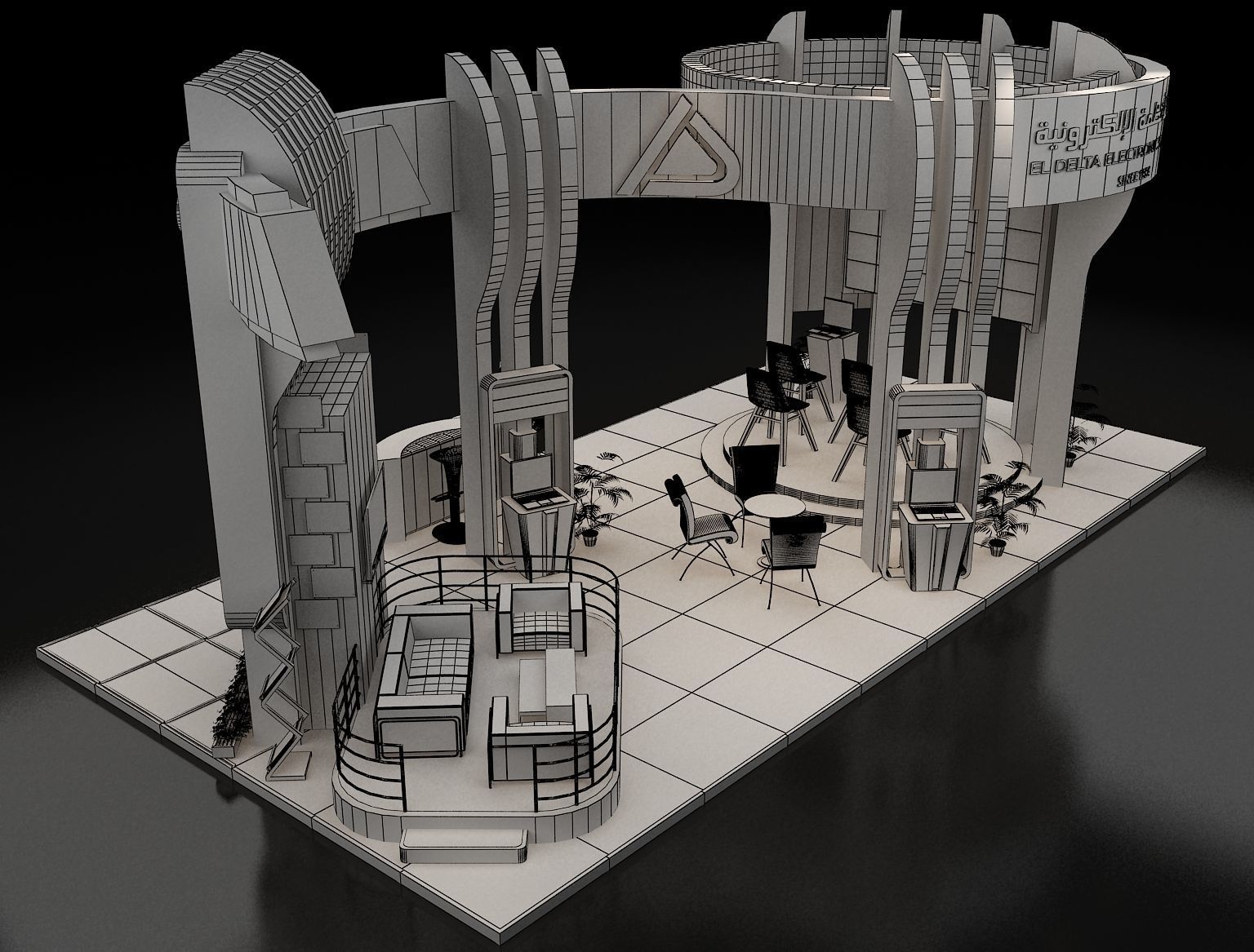 Booth Exhibition Stand a308 3D model_1