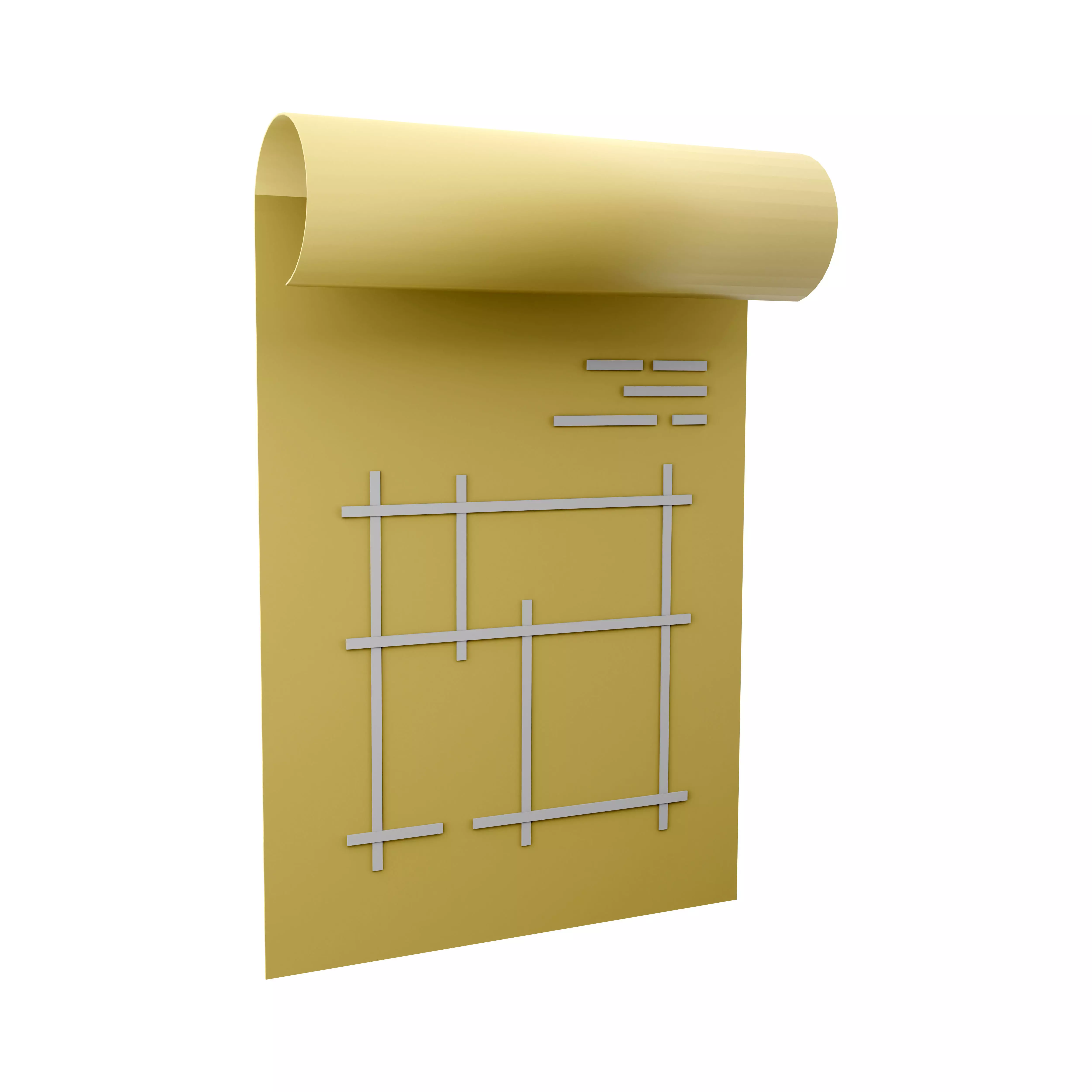  Building plan cartoon icon 3D model_0
