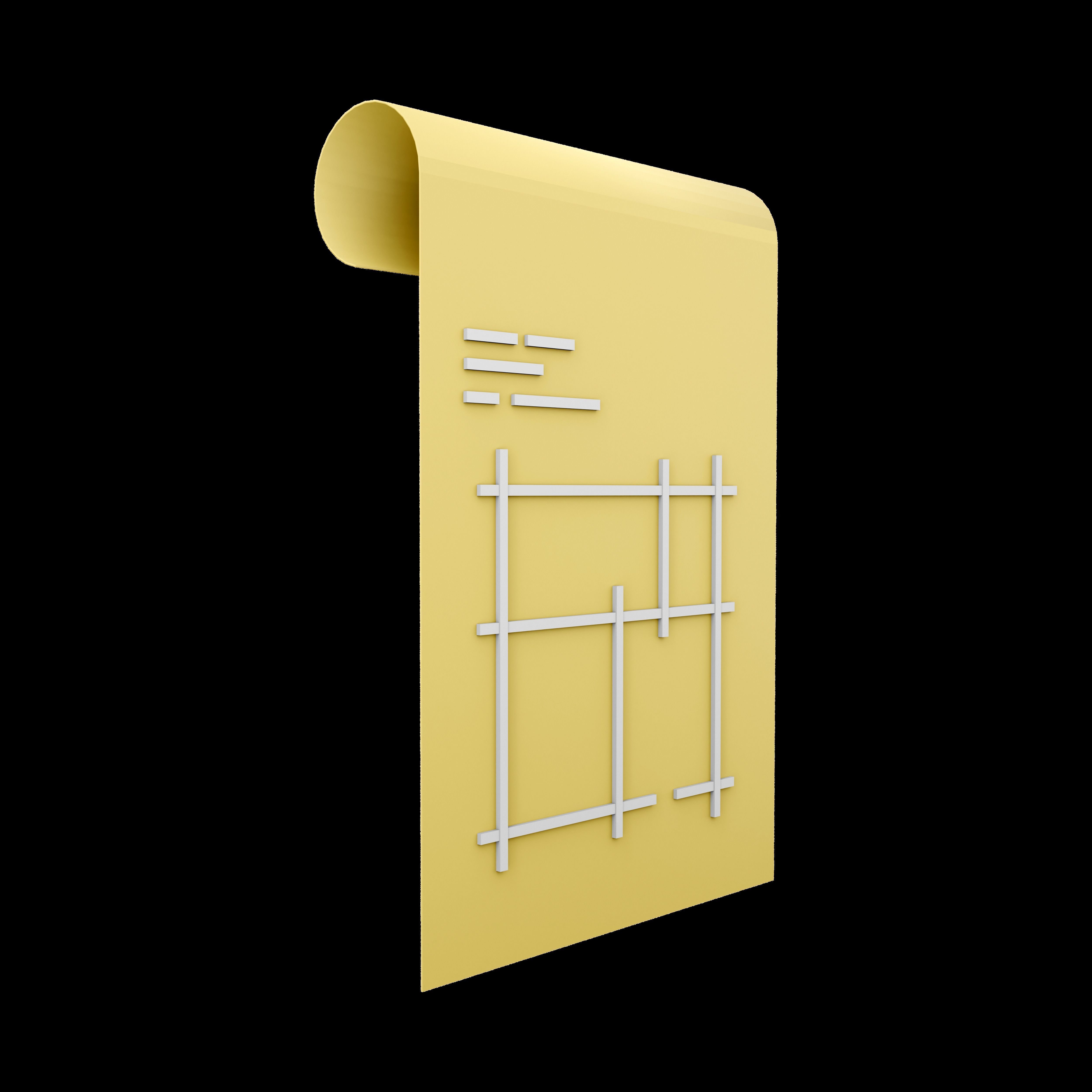  Building plan cartoon icon 3D model_6
