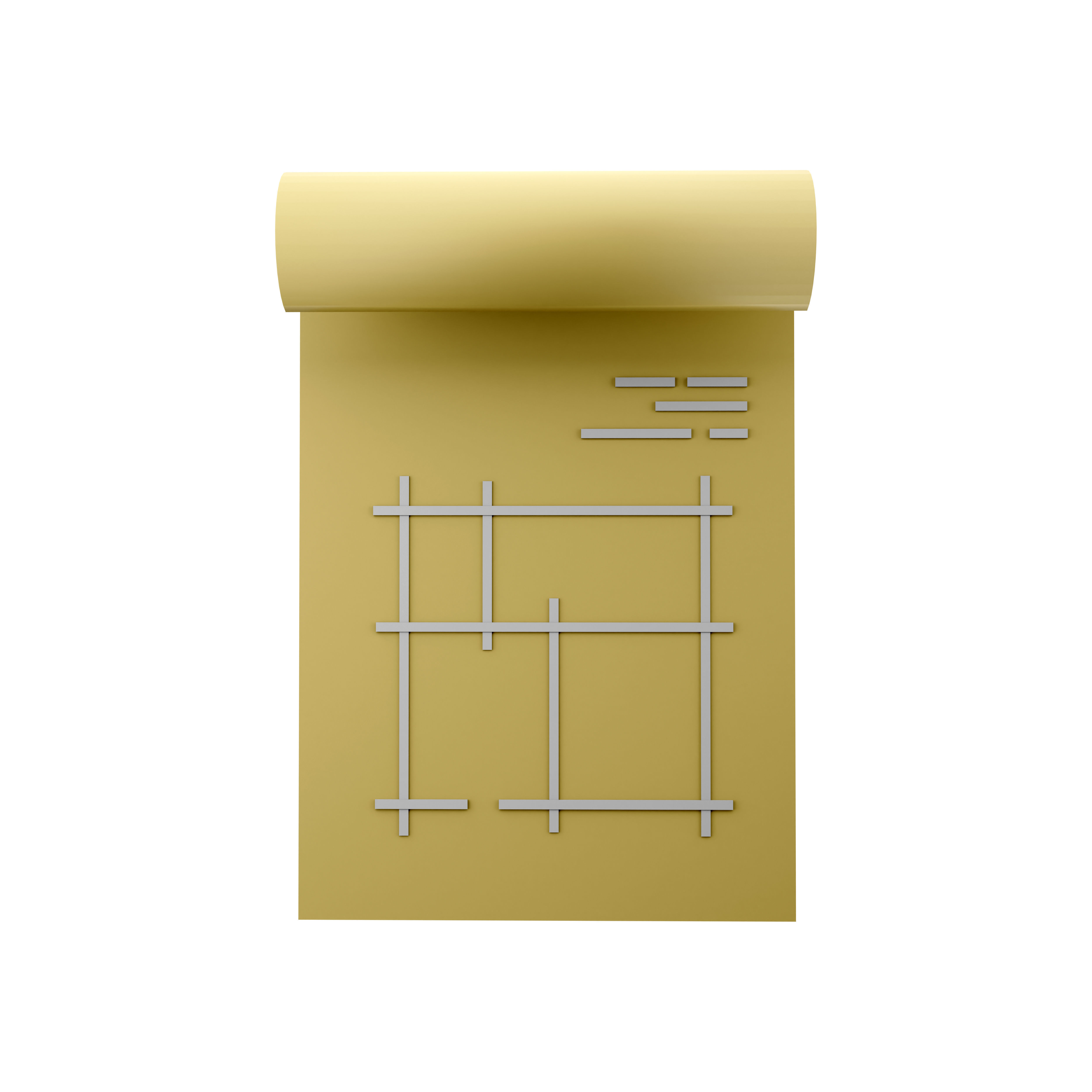  Building plan cartoon icon 3D model_2