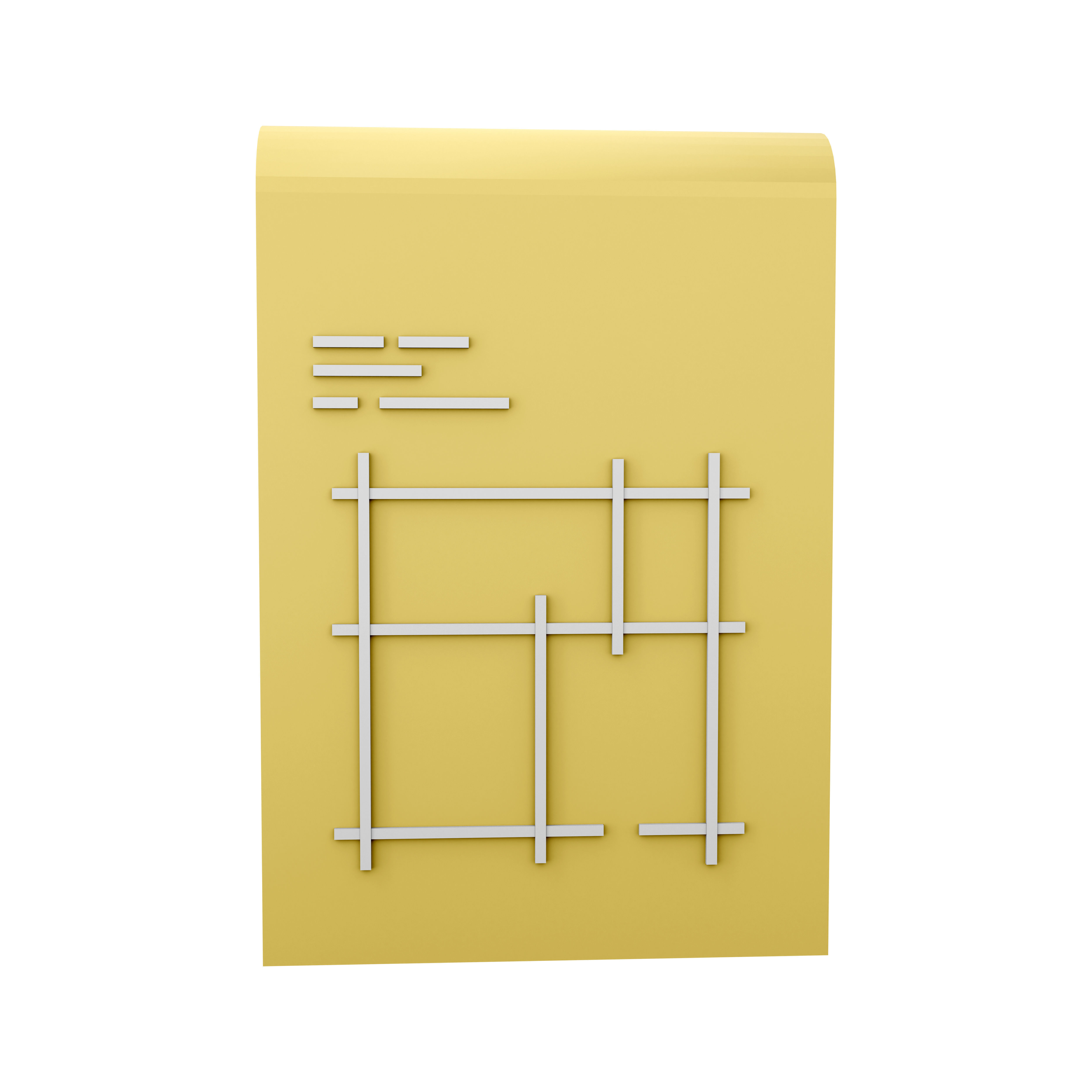  Building plan cartoon icon 3D model_4