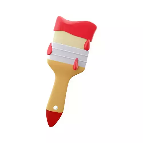 Wall paint brush cartoon icon 3D model