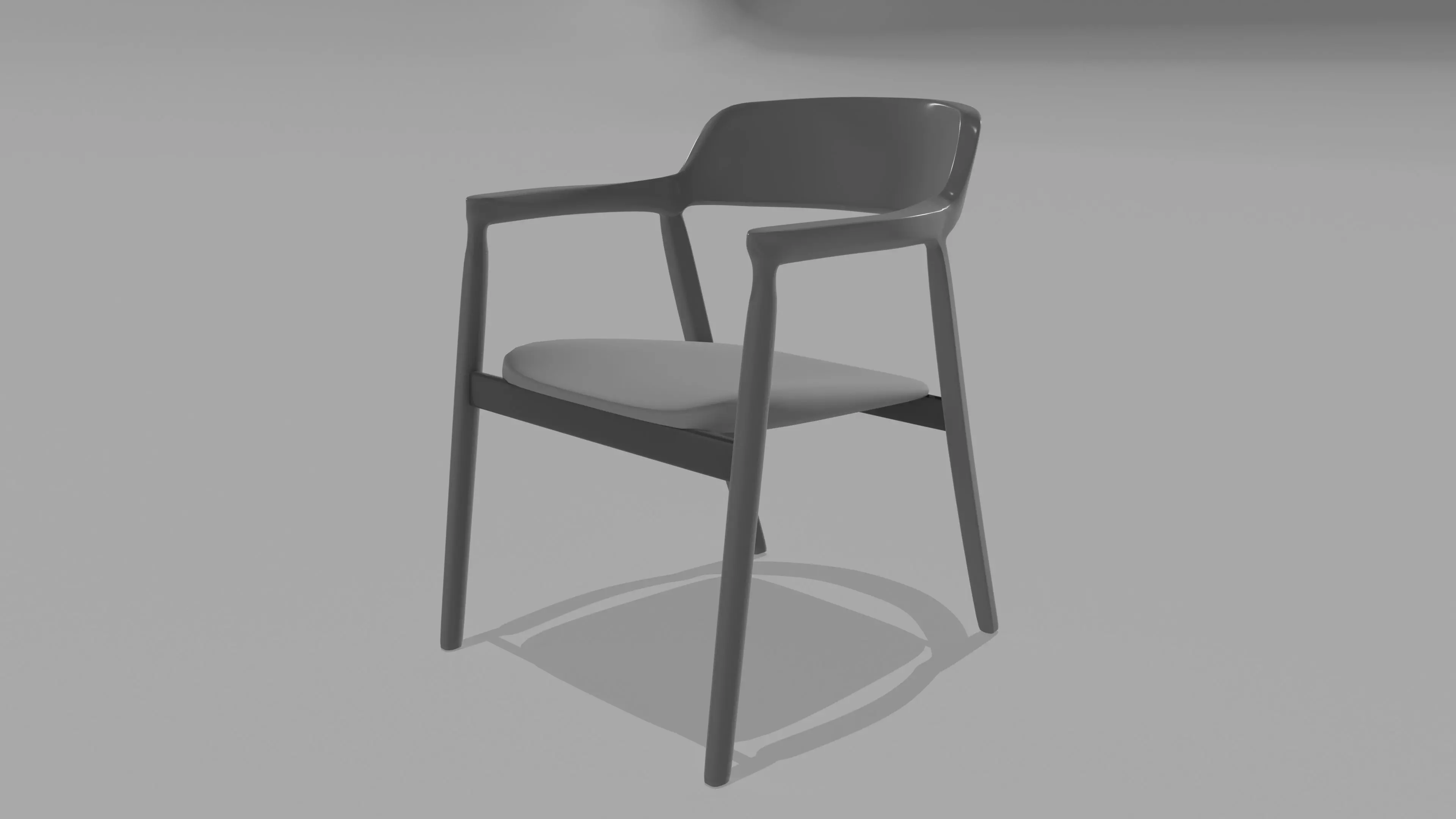 Wooden chair Low-poly 3D model_0