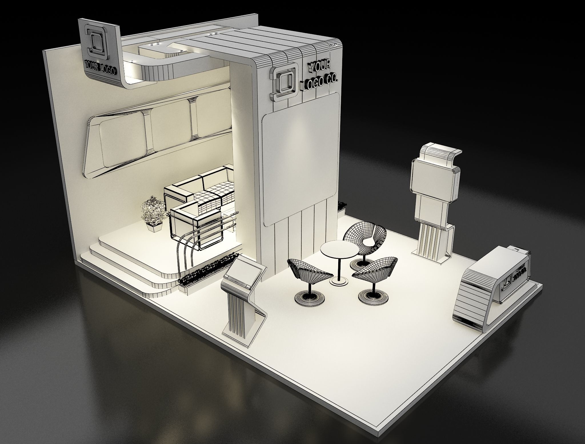 Booth Exhibition Stand a315 3D model_11