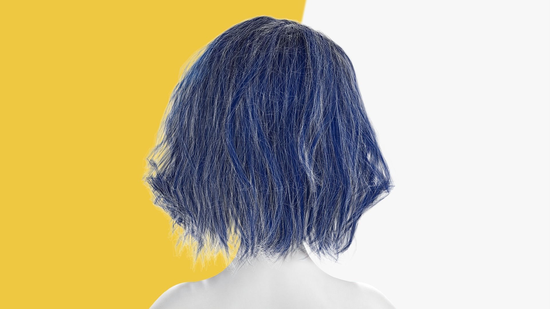 Bleu Haircut Female Woman Girl Realistic cartoon  hair Low-poly 3D model_10