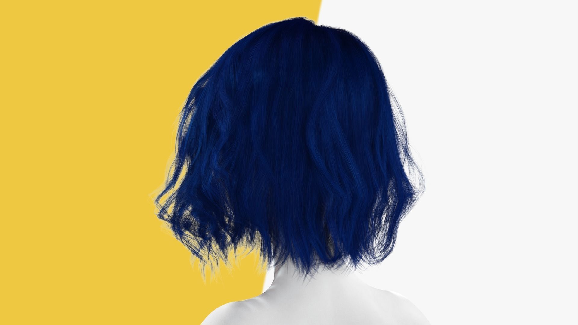 Bleu Haircut Female Woman Girl Realistic cartoon  hair Low-poly 3D model_6