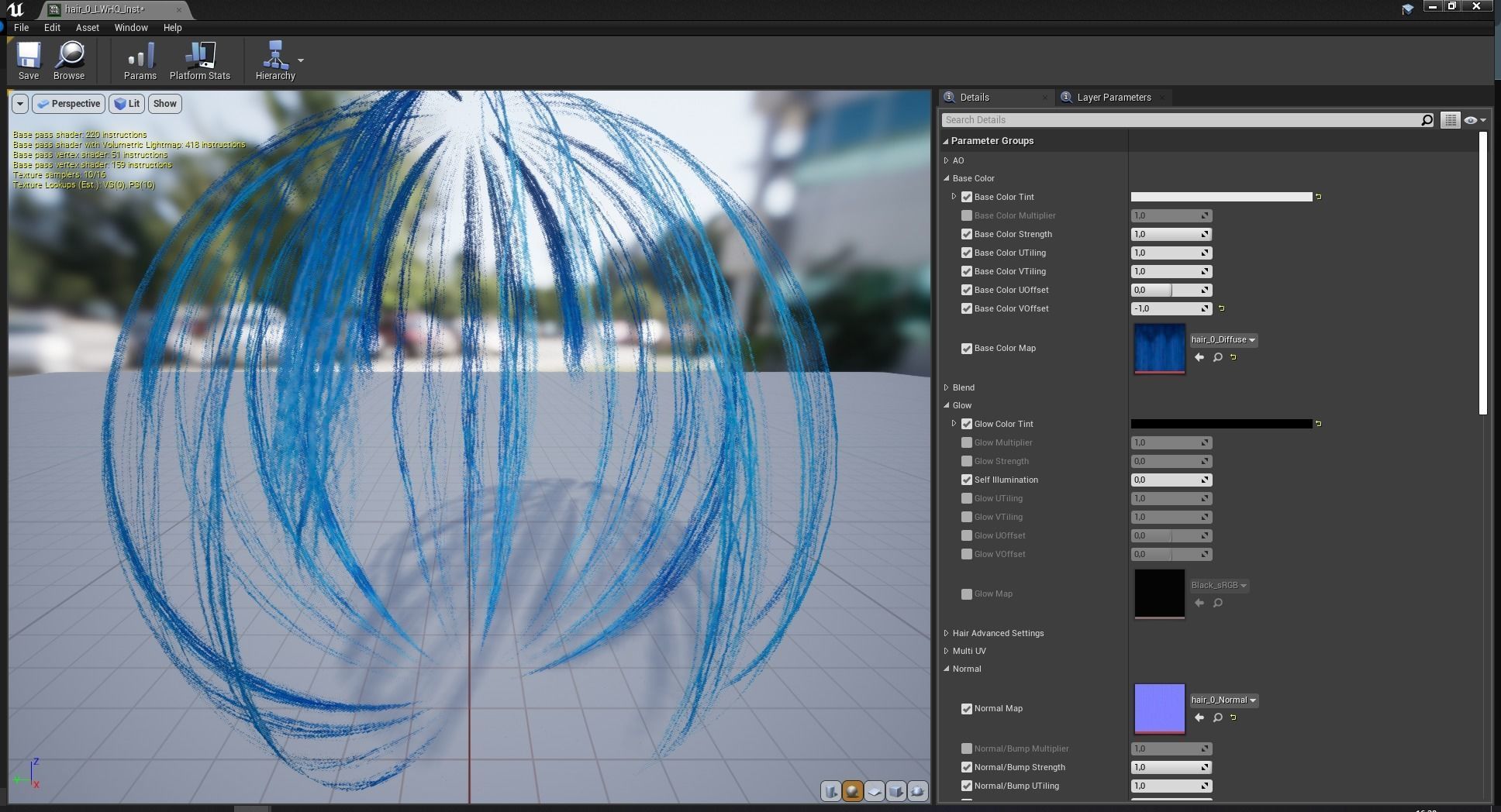 Bleu Haircut Female Woman Girl Realistic cartoon  hair Low-poly 3D model_17