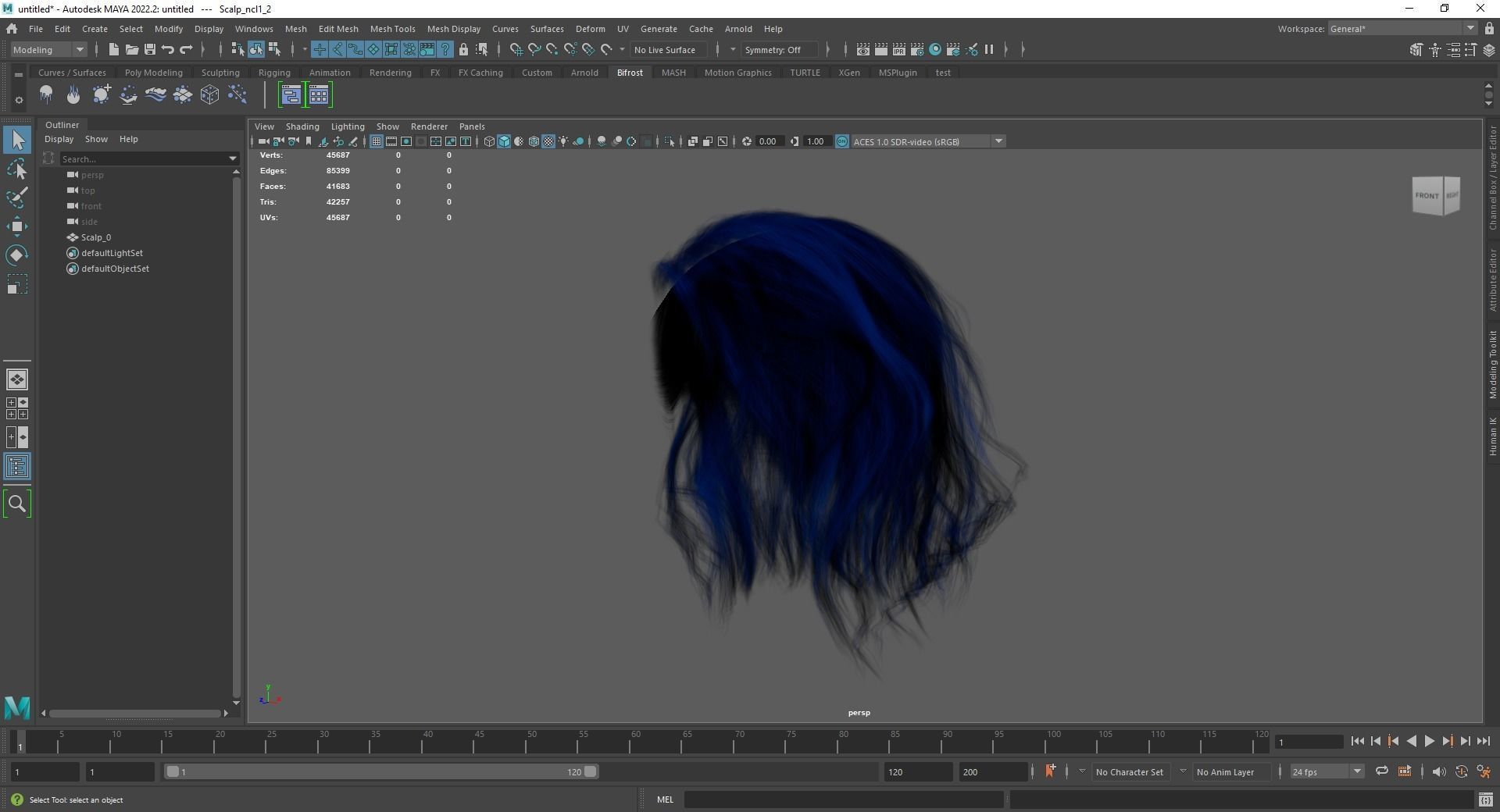Bleu Haircut Female Woman Girl Realistic cartoon  hair Low-poly 3D model_19