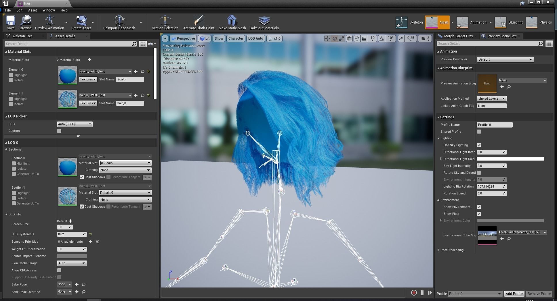 Bleu Haircut Female Woman Girl Realistic cartoon  hair Low-poly 3D model_15