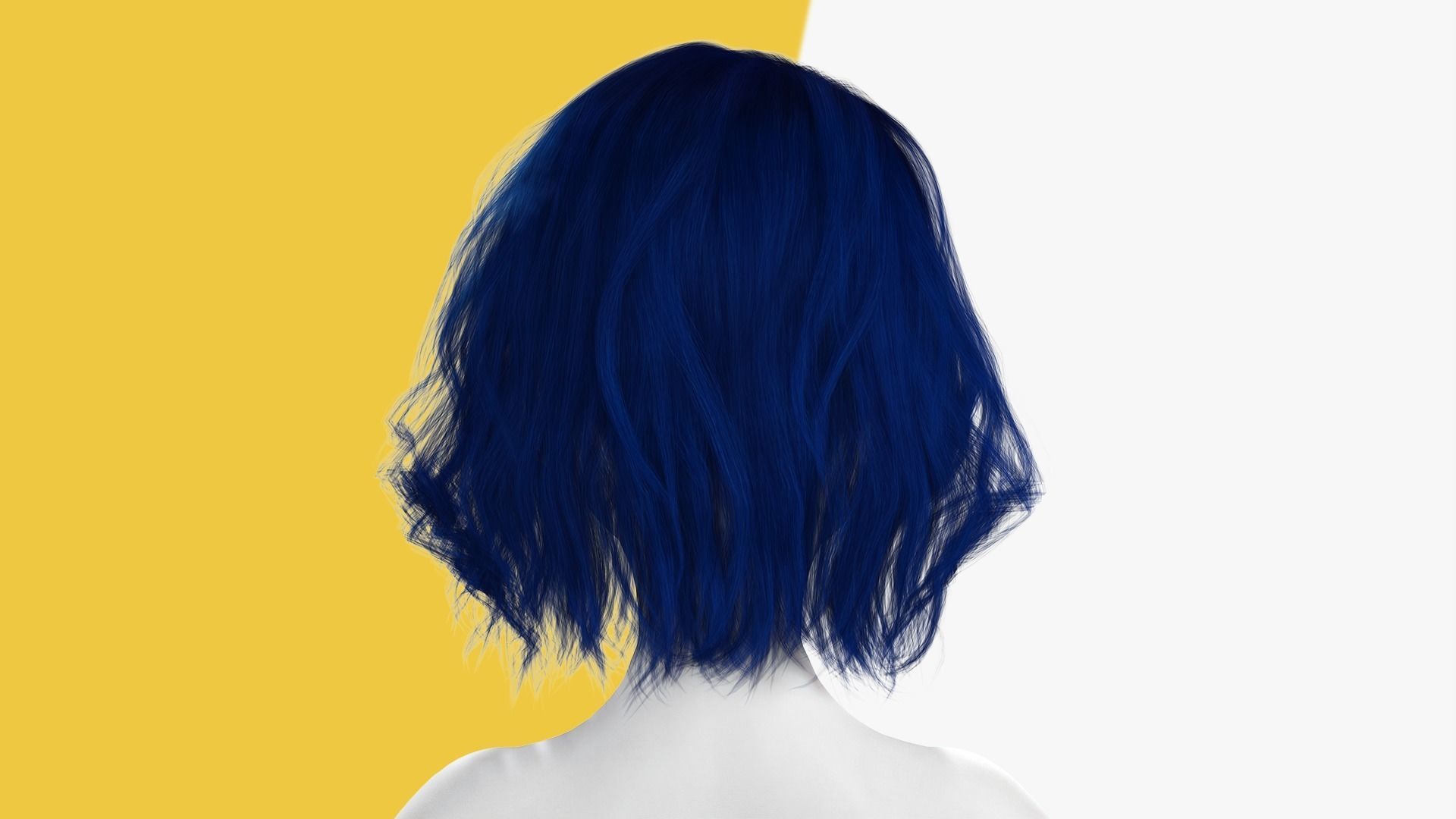 Bleu Haircut Female Woman Girl Realistic cartoon  hair Low-poly 3D model_7