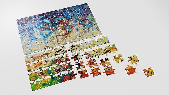 Jigsaw puzzle pieces Low-poly 3D model
