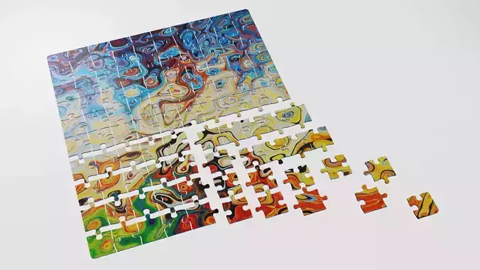 Jigsaw puzzle pieces Low-poly 3D model