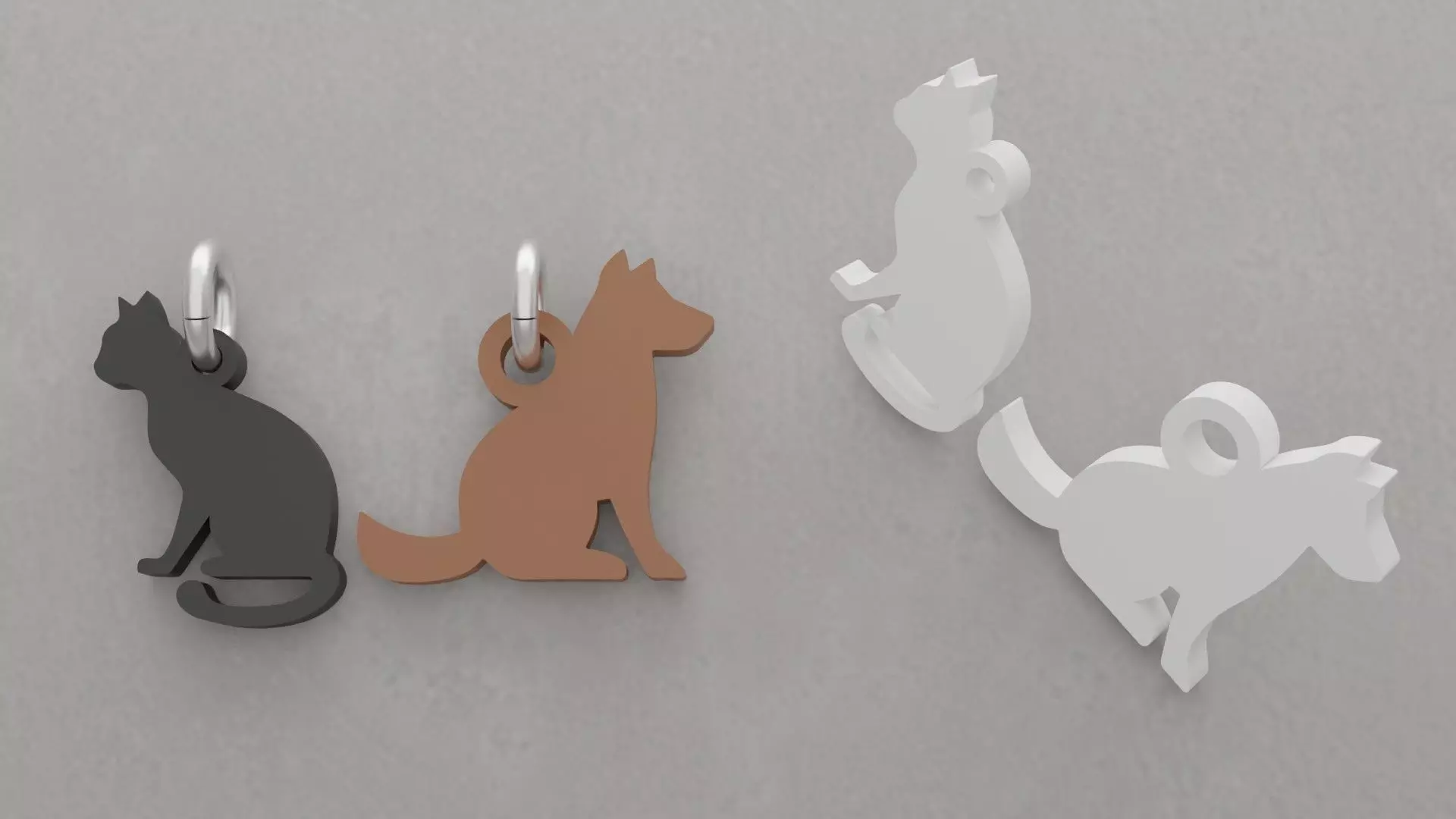 Chaveiros Gato e Cachorro 3D print model_0