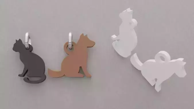 Chaveiros Gato e Cachorro 3D print model