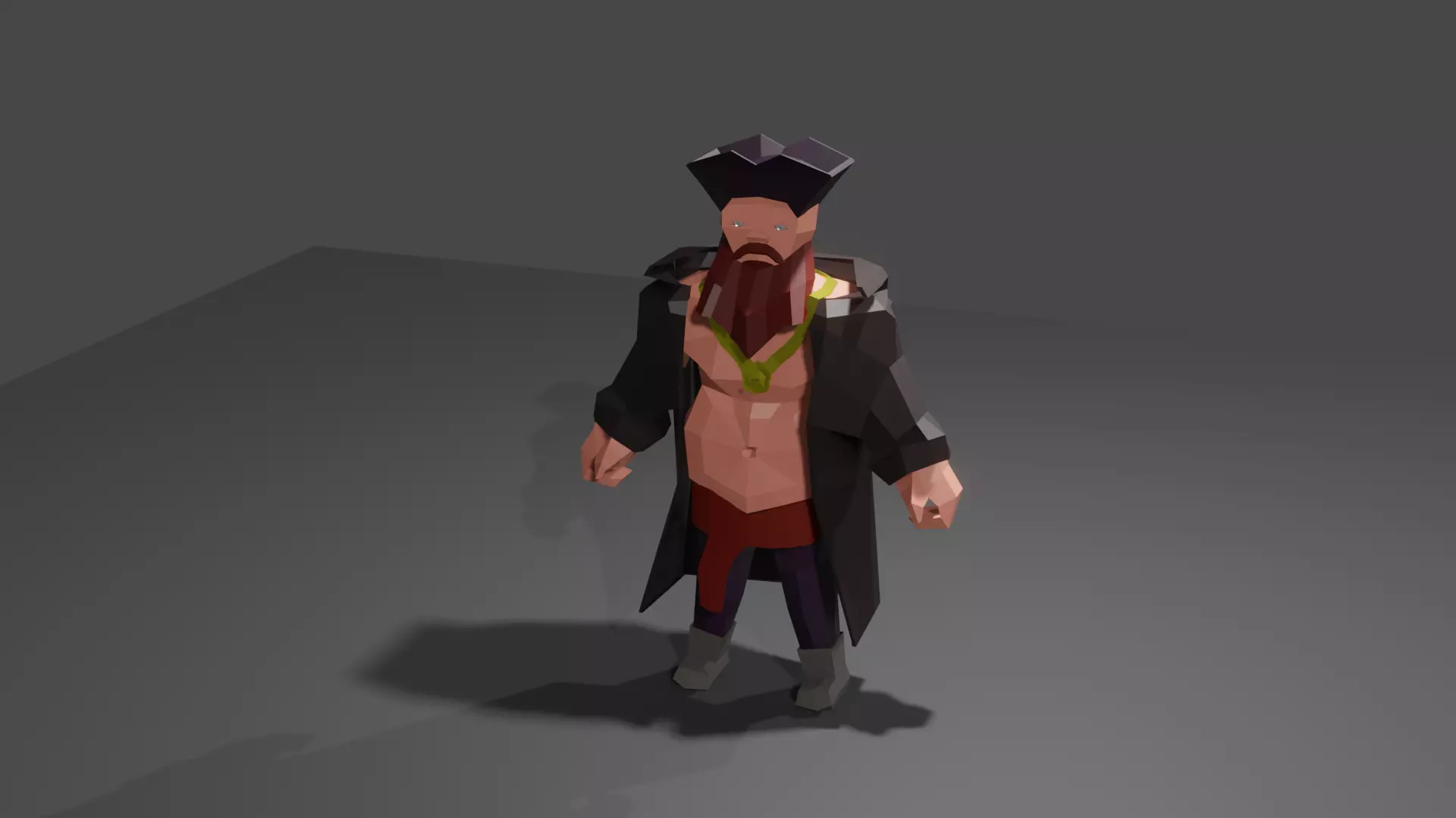 Low polygon pirate model Low-poly 3D model_0