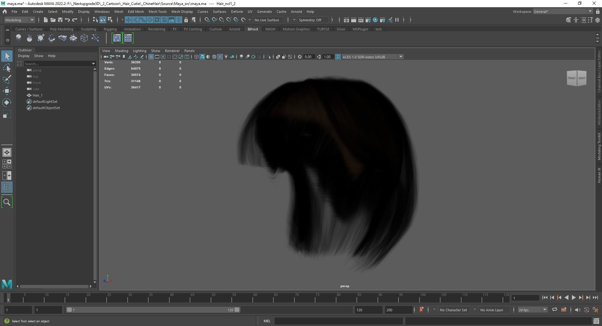 China Haircut Female Woman Girl Realistic cartoon hair Low-poly 3D model_17