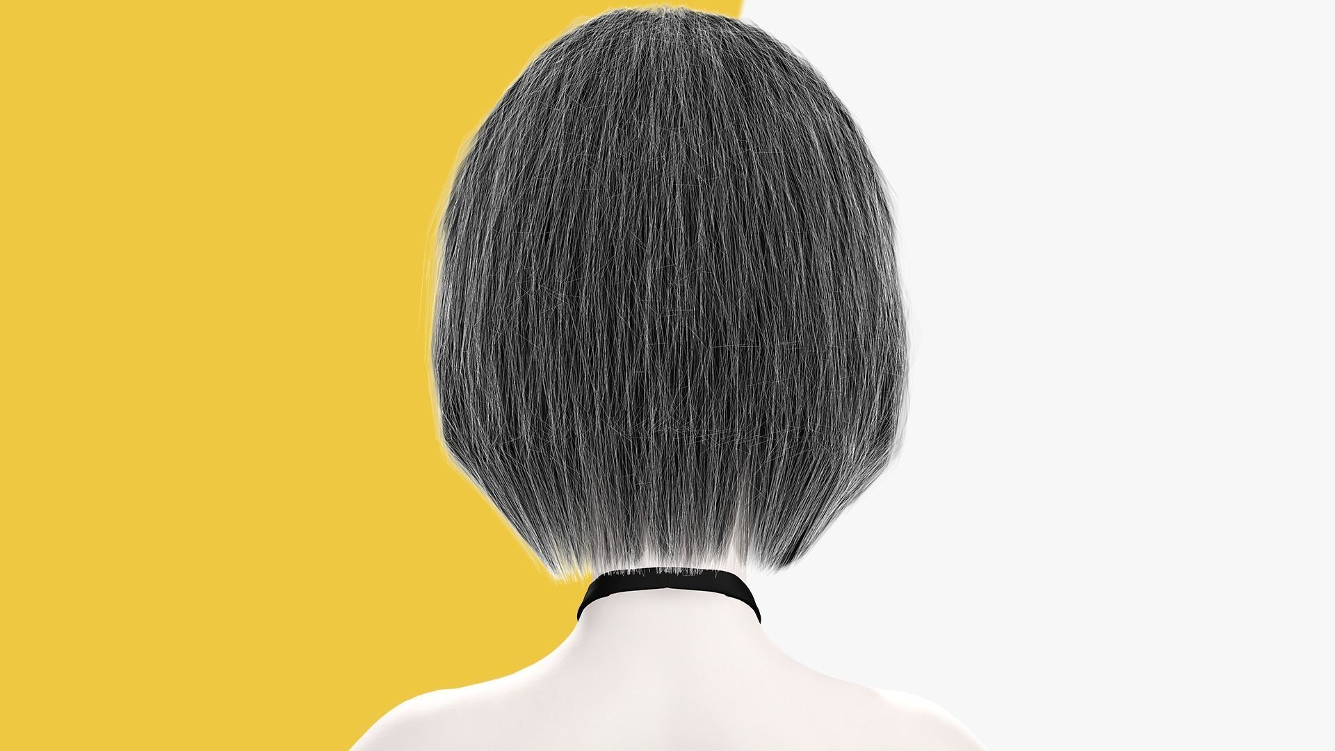 China Haircut Female Woman Girl Realistic cartoon hair Low-poly 3D model_11