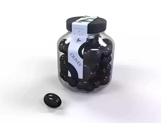 Glass Jar of black olives 