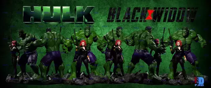 Epic  3D Print STL Bundle Hulk and Black Widow Heroes Collection