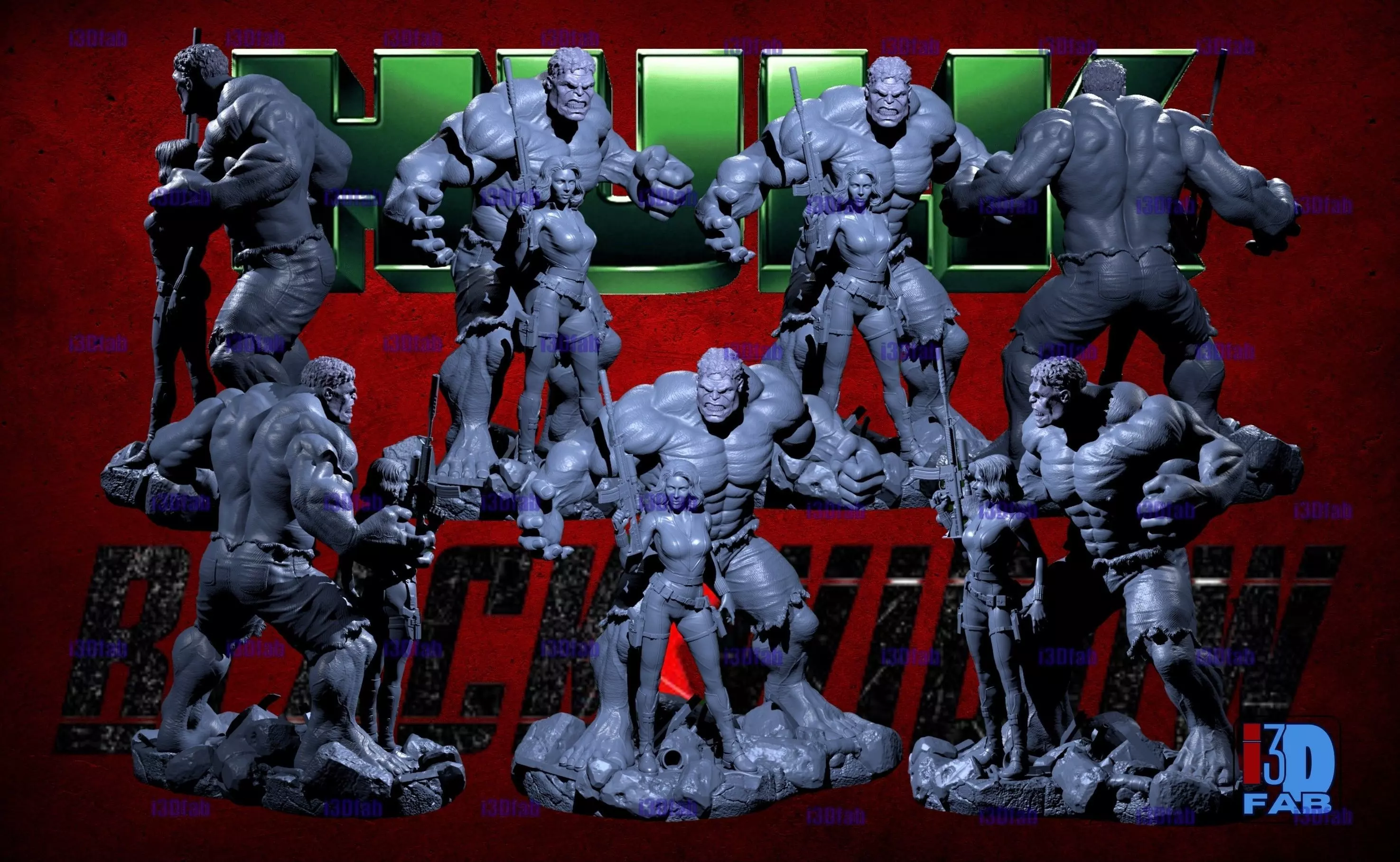 Epic 3D Print STL Bundle Hulk and Black Widow Heroes Collection 3D print model_1