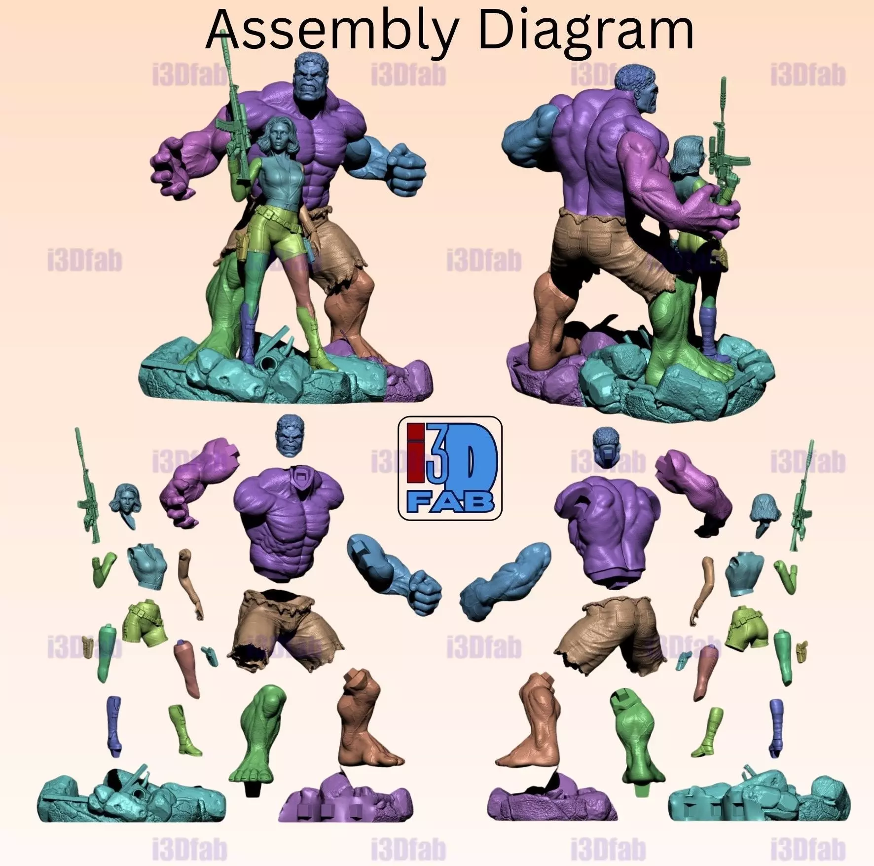 Epic 3D Print STL Bundle Hulk and Black Widow Heroes Collection 3D print model_2