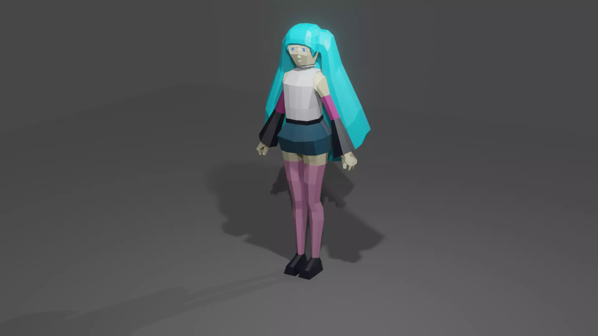Anime Character Low-poly 3D model_0