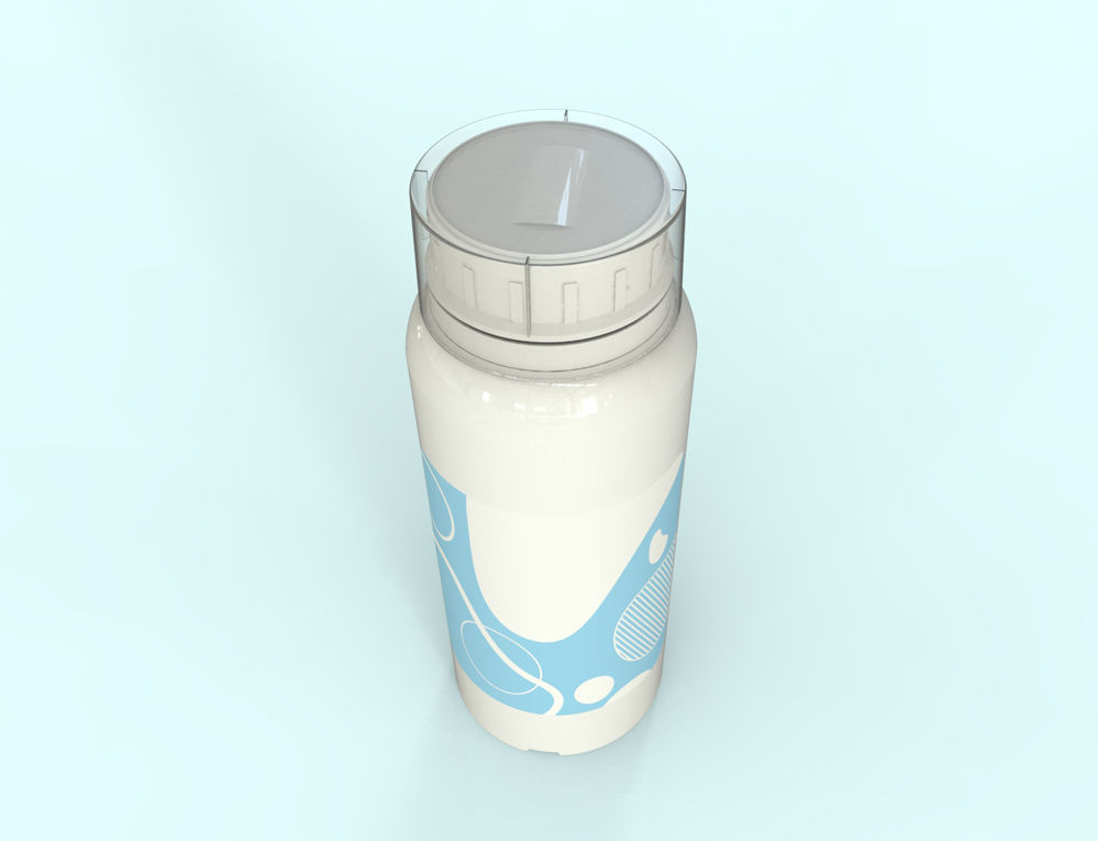 Large plastic bottle with measurig cup - generic package  3D model_4