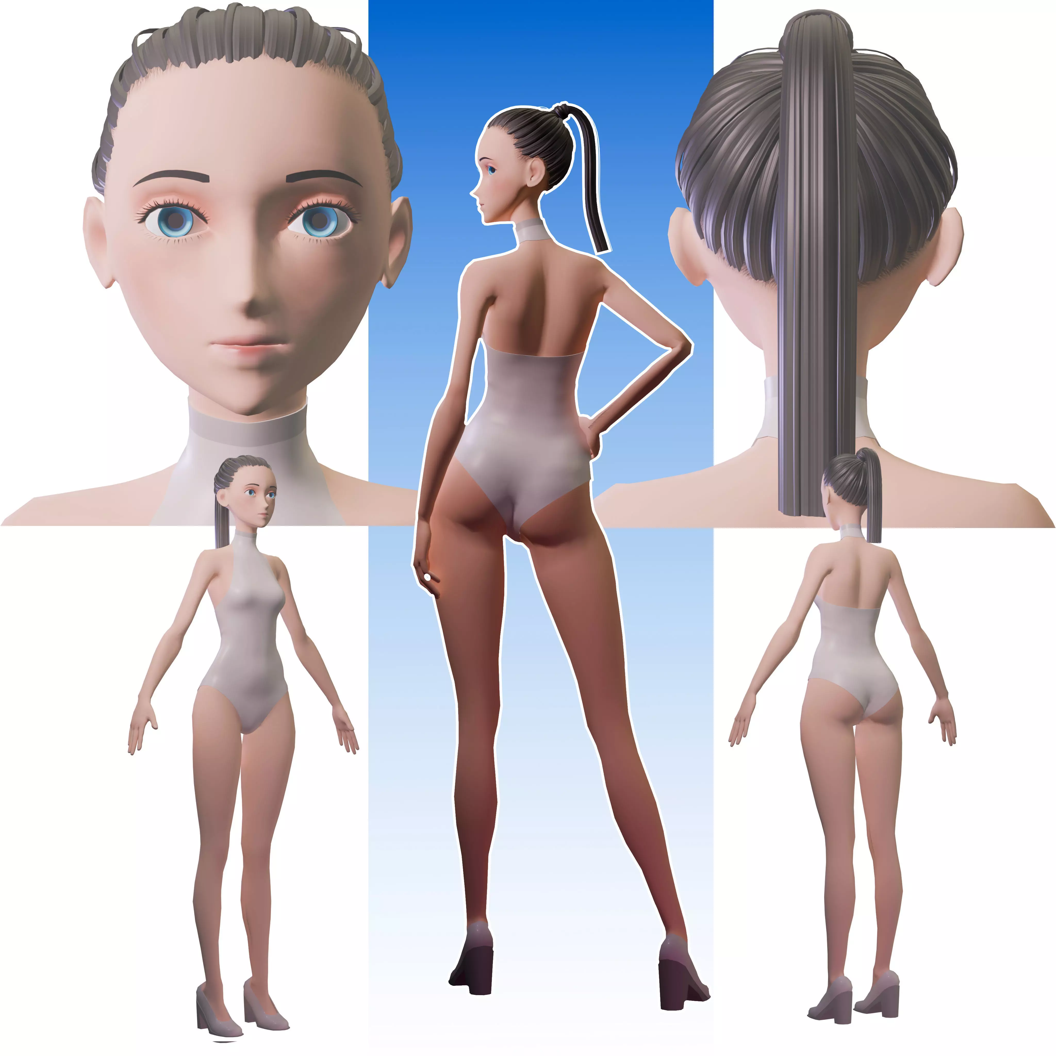Stylized Girl Basemesh 1 3D model_0