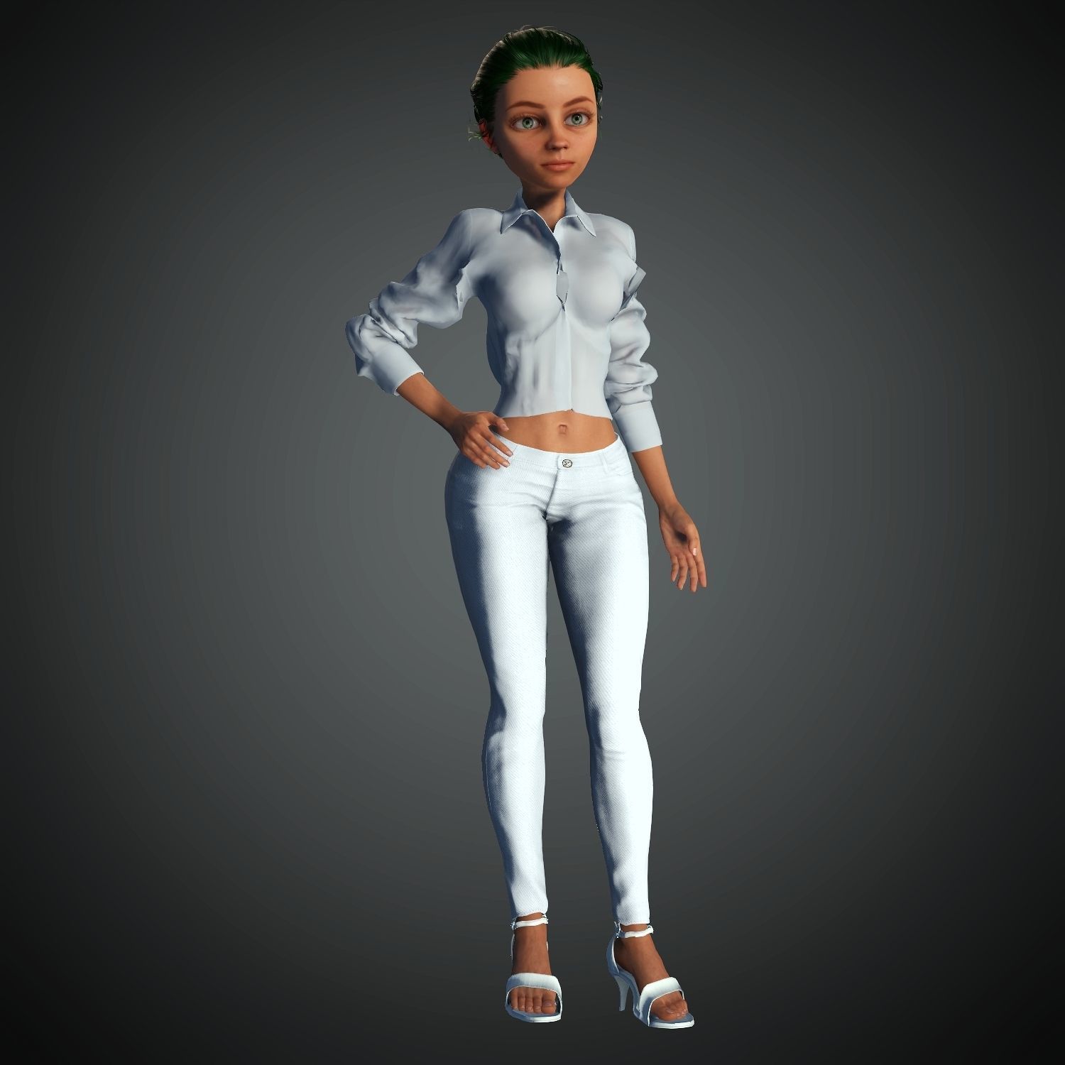 Cartoon Character Semi Realistic Pixar Style Classy Girl Blender 3D model_7