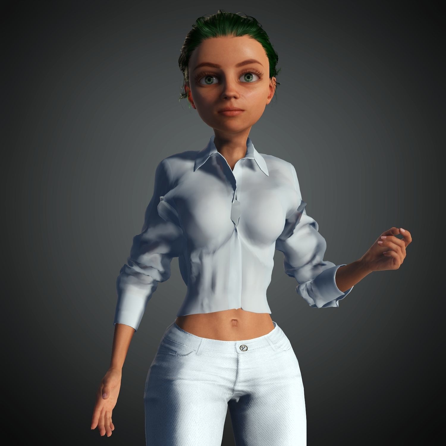 Cartoon Character Semi Realistic Pixar Style Classy Girl Blender 3D model_2