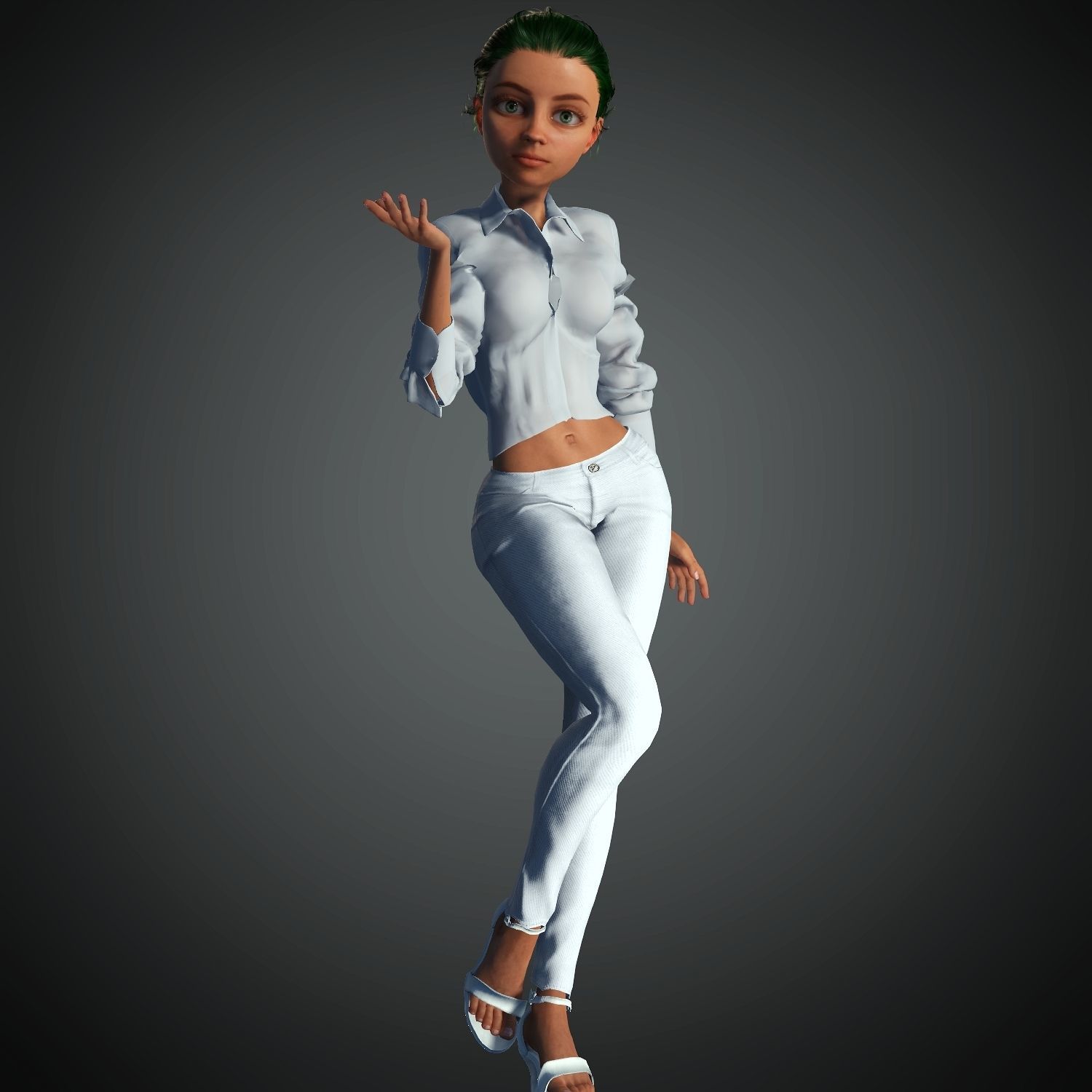 Cartoon Character Semi Realistic Pixar Style Classy Girl Blender 3D model_3
