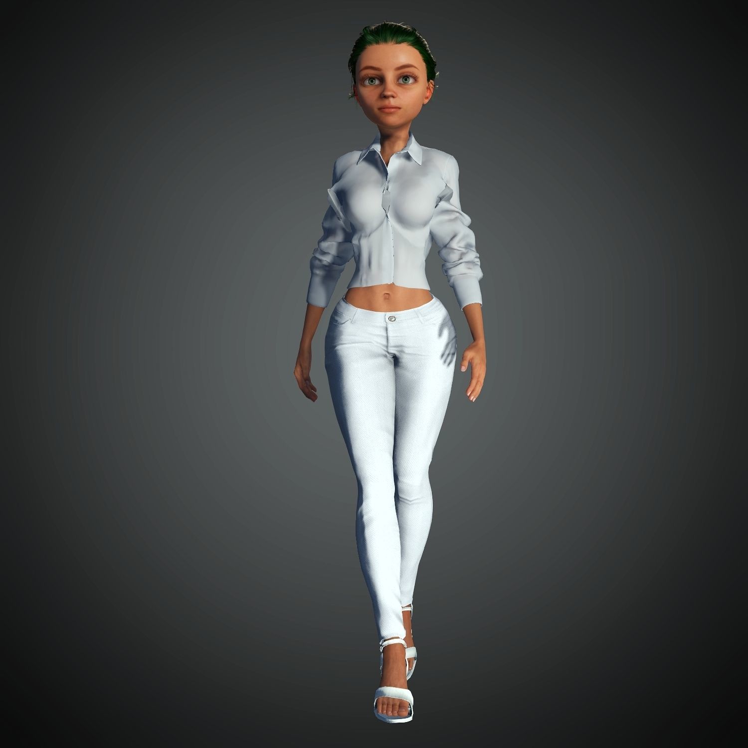 Cartoon Character Semi Realistic Pixar Style Classy Girl Blender 3D model_8