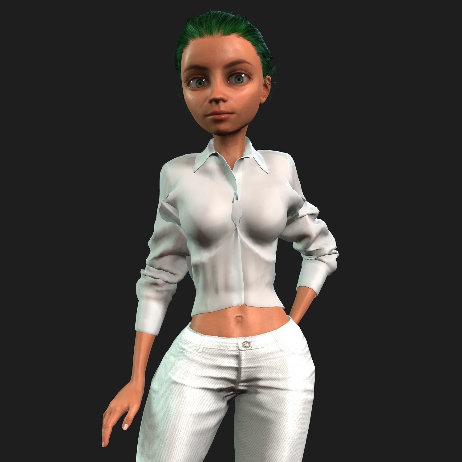 Cartoon Character Semi Realistic Pixar Style Classy Girl Blender 3D model_5