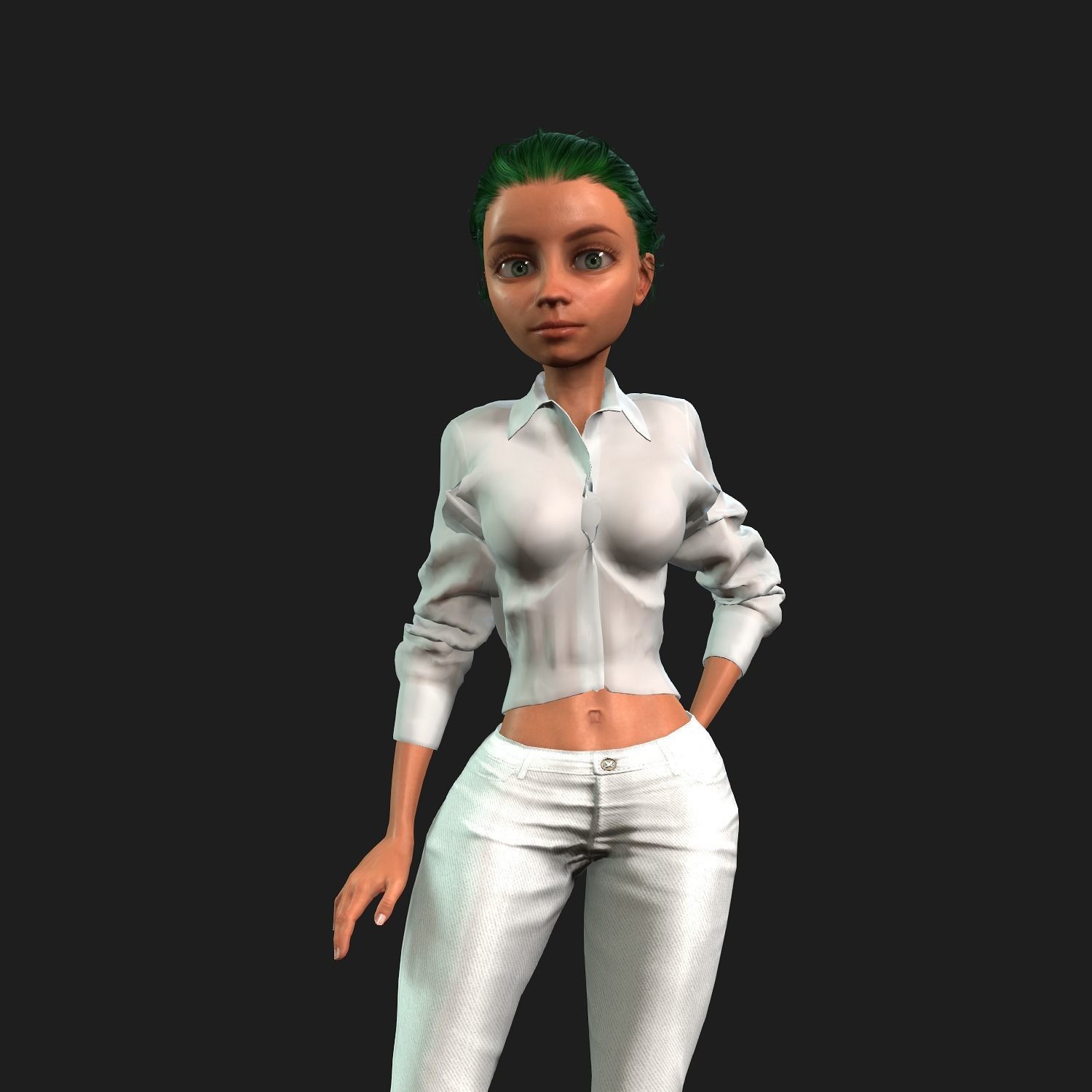 Cartoon Character Semi Realistic Pixar Style Classy Girl Blender 3D model_6