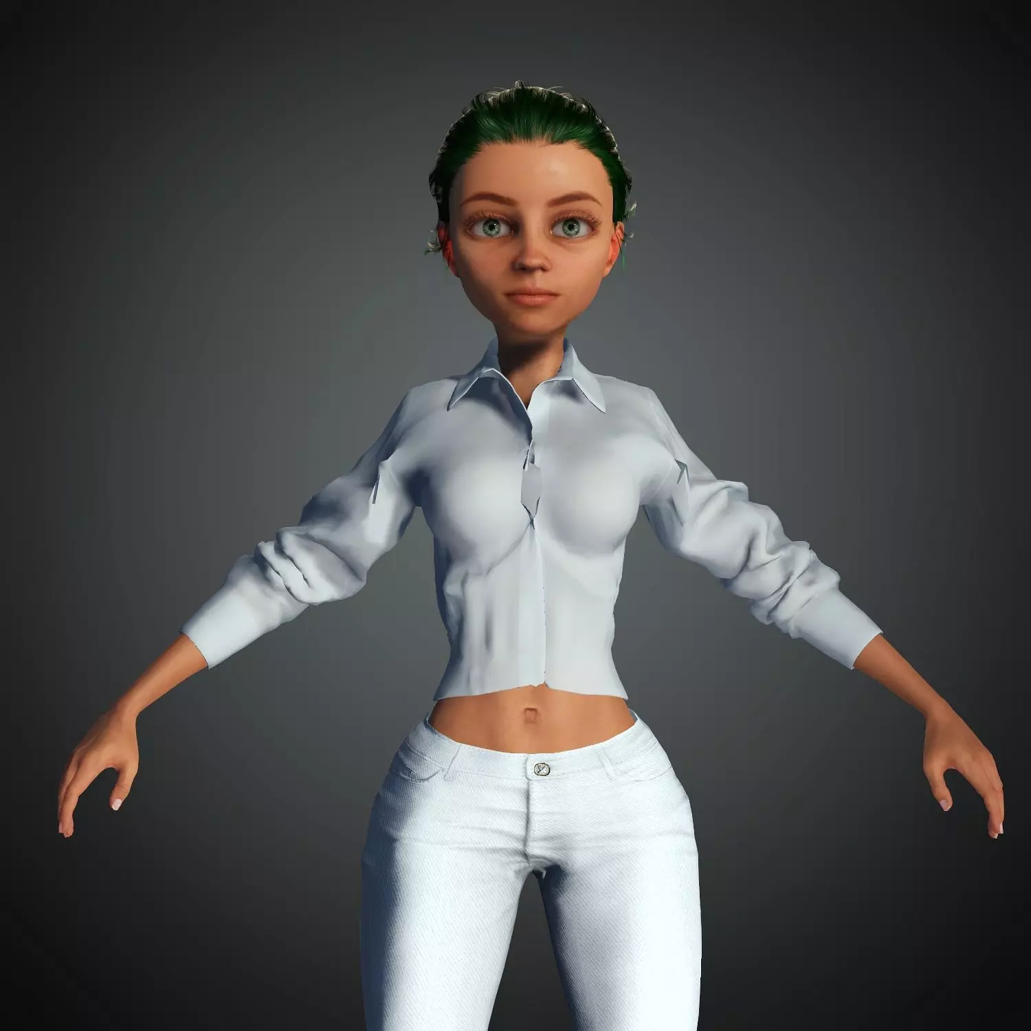 Cartoon Character Semi Realistic Pixar Style Classy Girl Blender 3D model_0