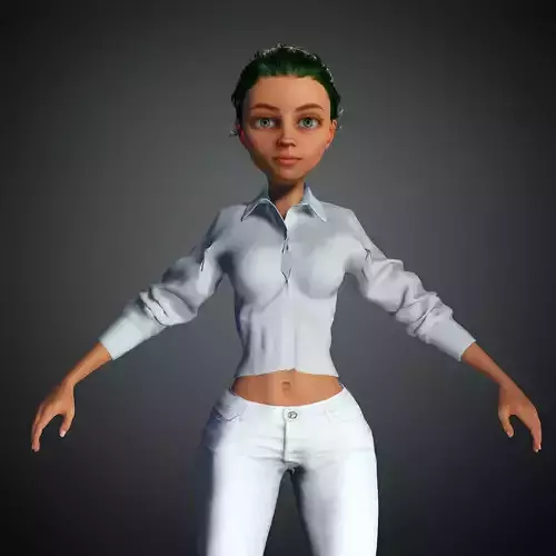 Cartoon Character Semi Realistic Pixar Style Classy Girl Blender 3D model