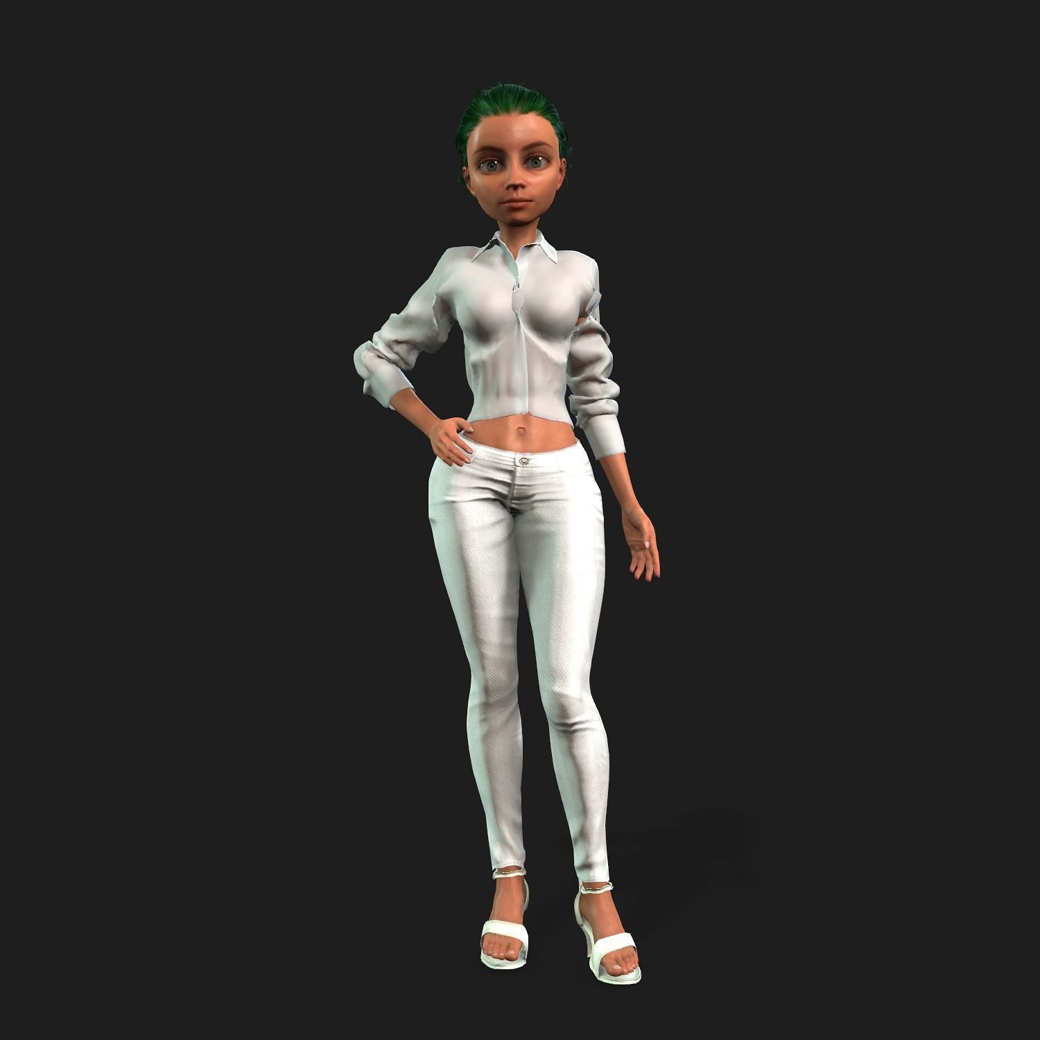 Cartoon Character Semi Realistic Pixar Style Classy Girl Blender 3D model_4