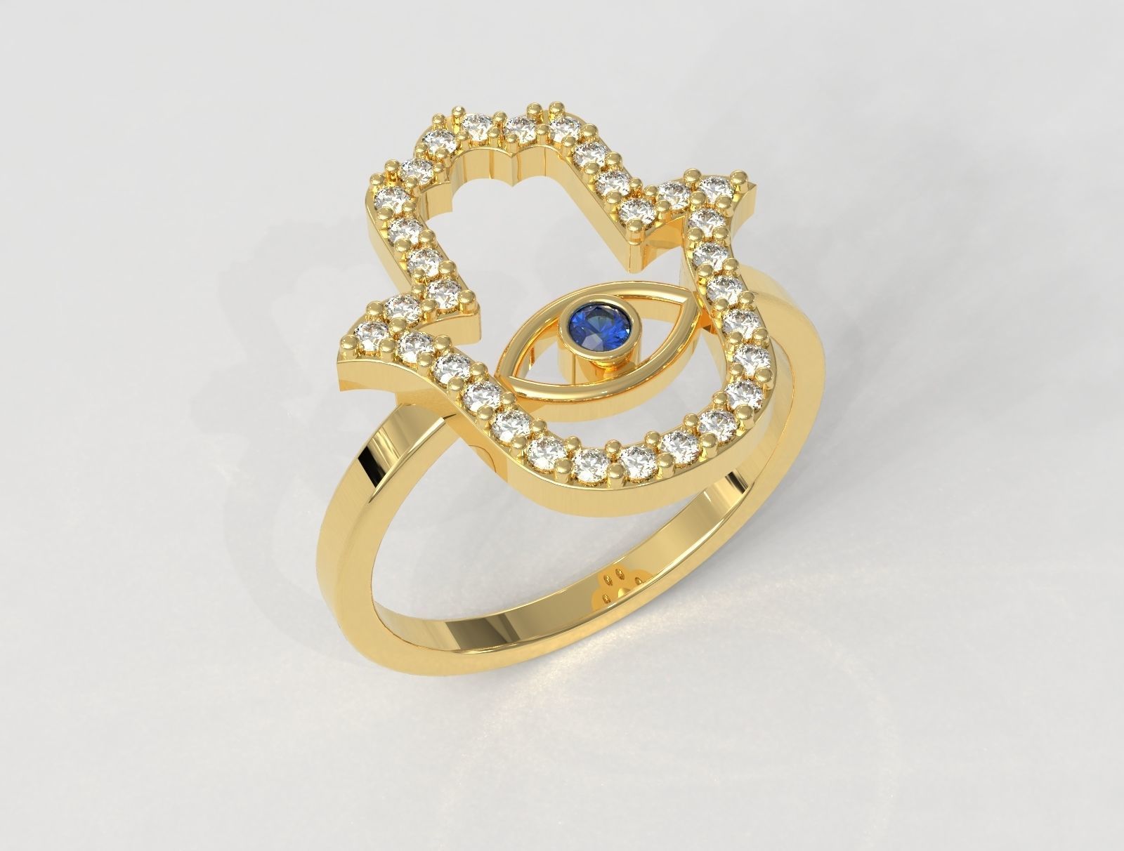 Hamsa Ring 3D print model_3