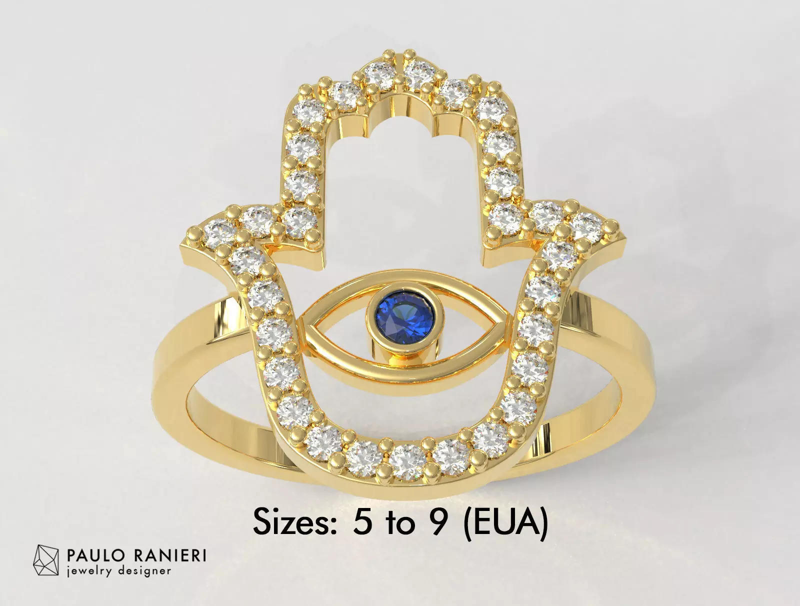 Hamsa Ring 3D print model_0