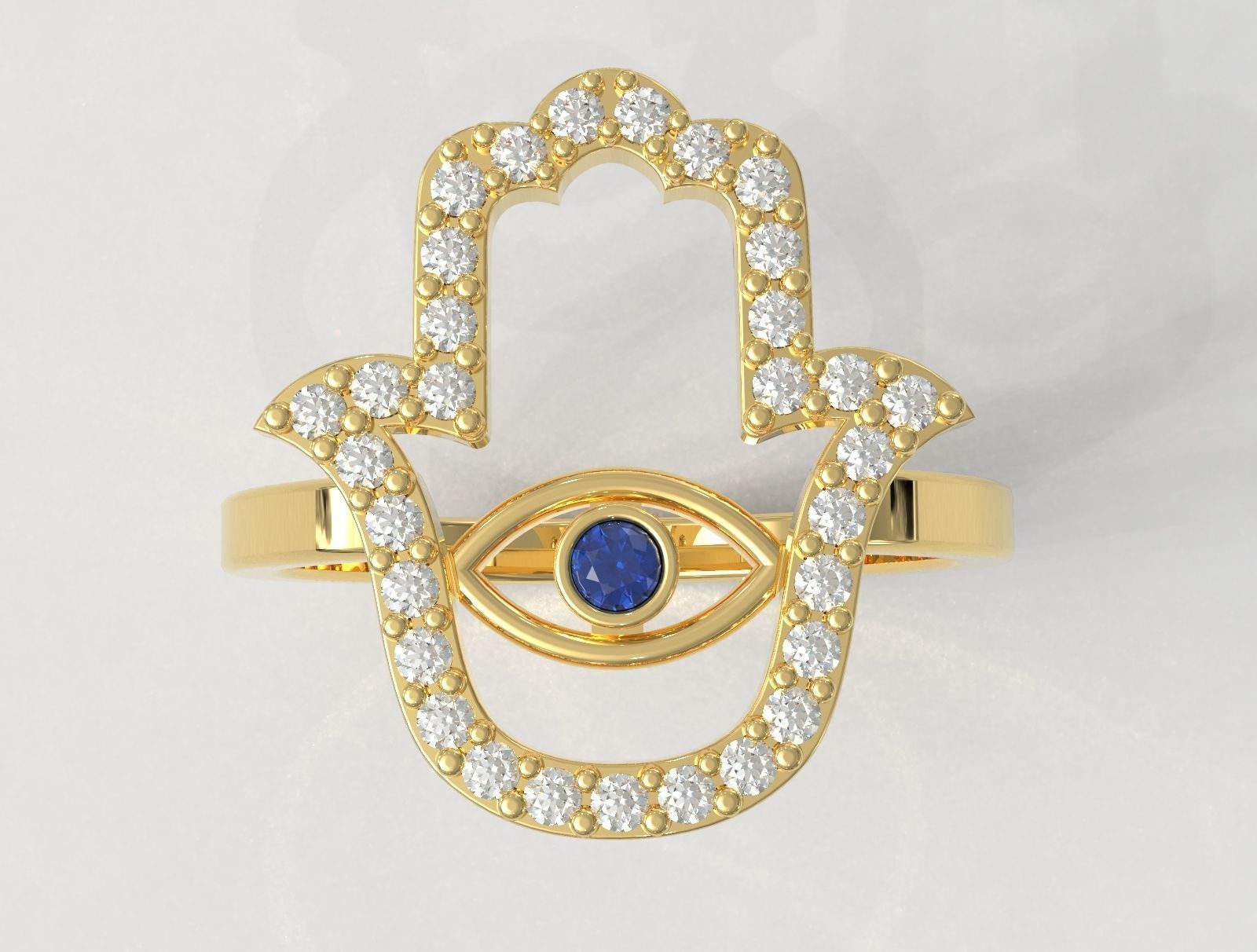 Hamsa Ring 3D print model_4