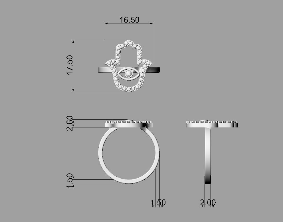 Hamsa Ring 3D print model_5
