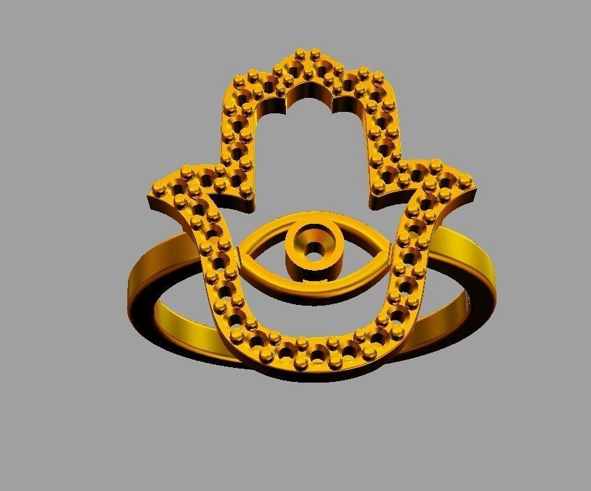 Hamsa Ring 3D print model_8