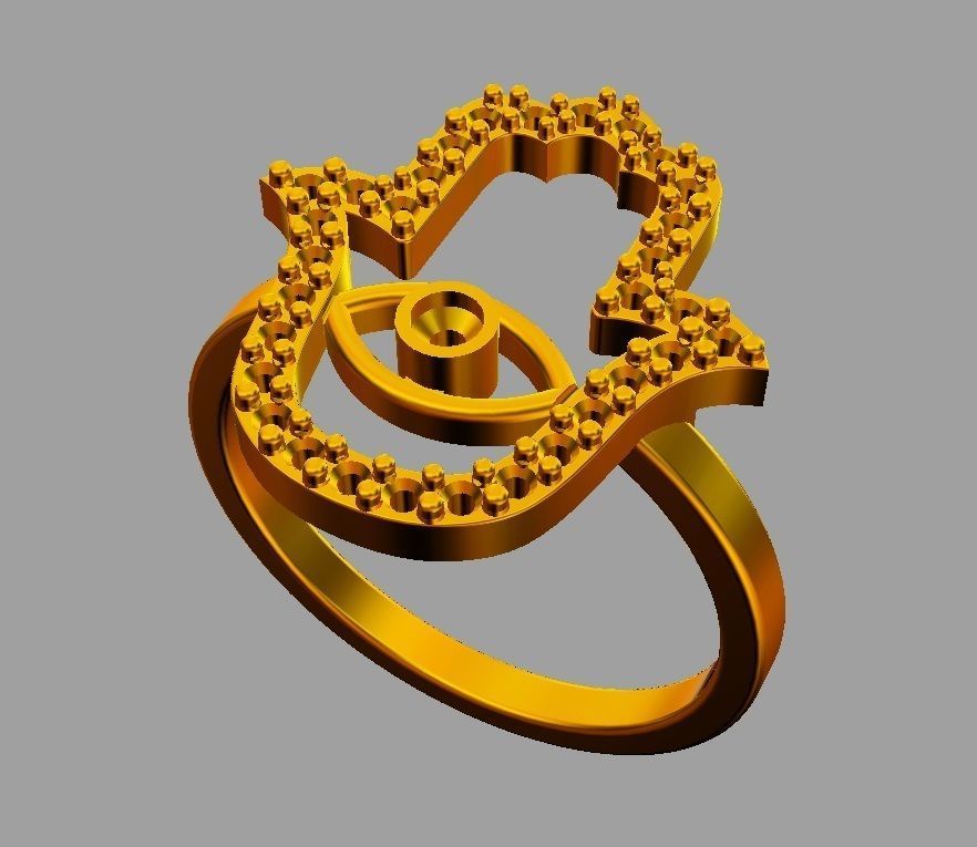 Hamsa Ring 3D print model_9