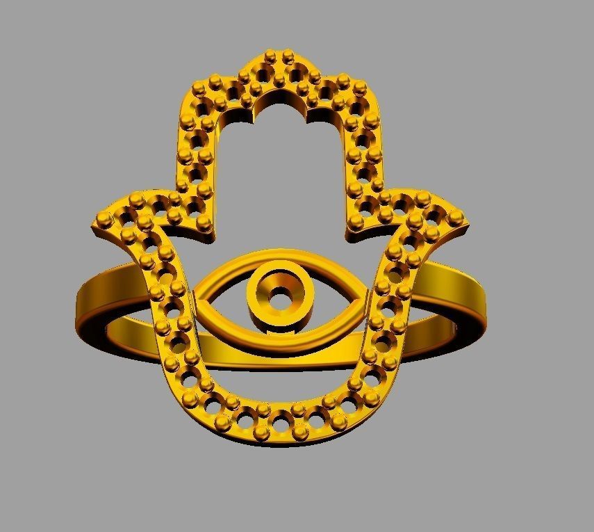 Hamsa Ring 3D print model_11